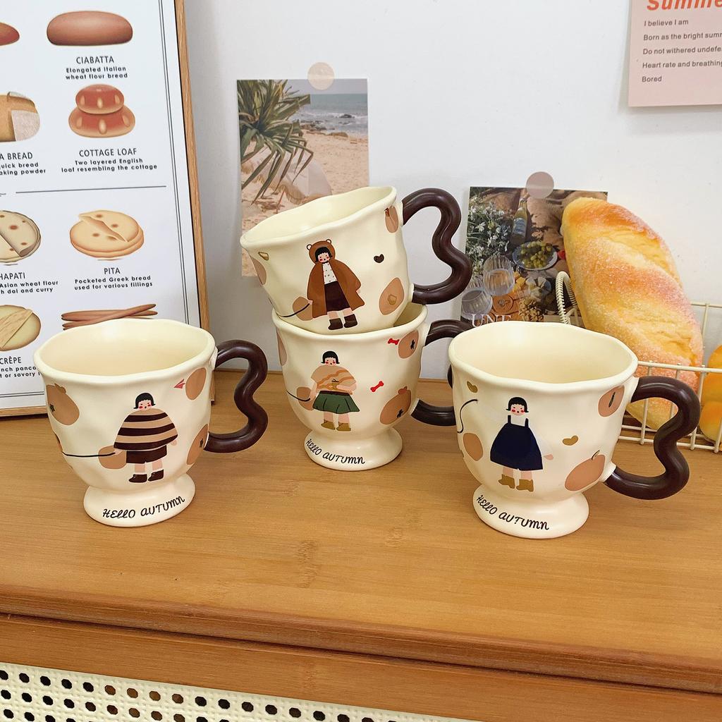 Artistic Ceramic Cup High Looking Retro Mug Girl Office Home Drinking Water Cup Breakfast Coffee Cup