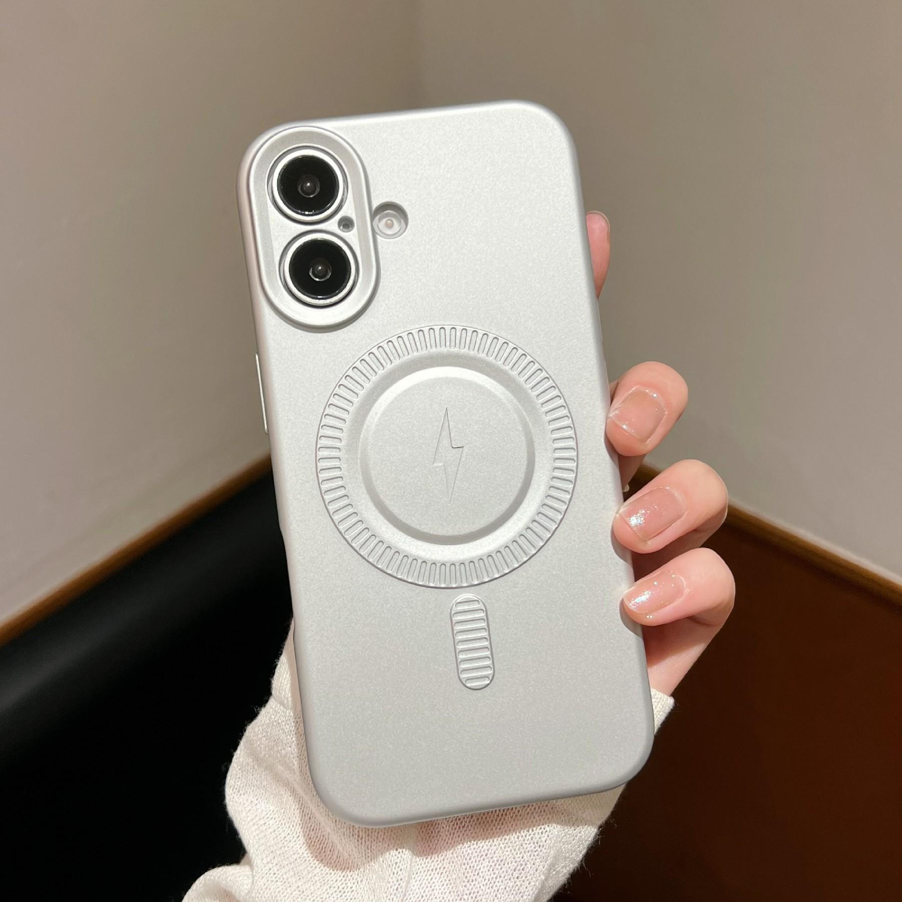 

For iPhone 16 Case Compatible with MagSafe Anti-Drop Soft TPU Phone Shell Silver