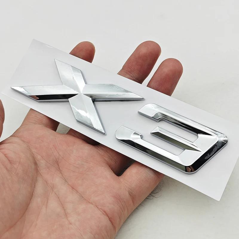 NEW 3D ABS Car Rear Trunk Emblem Badge Sticker For BMW X1 X2 X3 X5 X6 GT Z4 Glossy Black Chrome Logo Decal Styling Accessories IK7