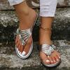 Women's Rhinestone Flip-flops Summer Sandals New Flat-bottomed Lightweight Outer Wear Casual Pinch-on Flip-flops