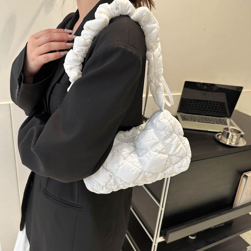 Small bubble cloud bag cute pleated armpit bag soft cotton clothing bag single shoulder oblique span casual women's bag