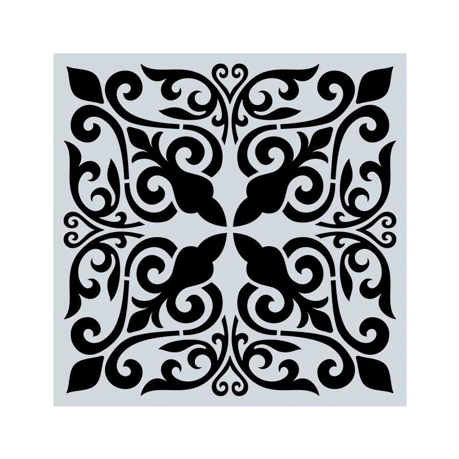 1Pc 15x15cm Beautiful Mandala Pattern Hollow Carving Stenclis Wall Brick Painting Auxiliary Spray Paint Coloring Mold White PET