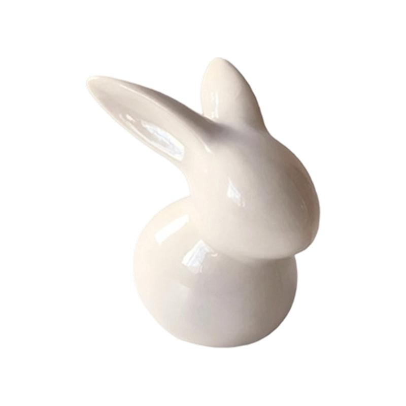 

Basic Ceramic Rabbit Statue Sweet Small Animal Ornament Lovely Desk Decoration For Bookshelf Living Room Accent S белый