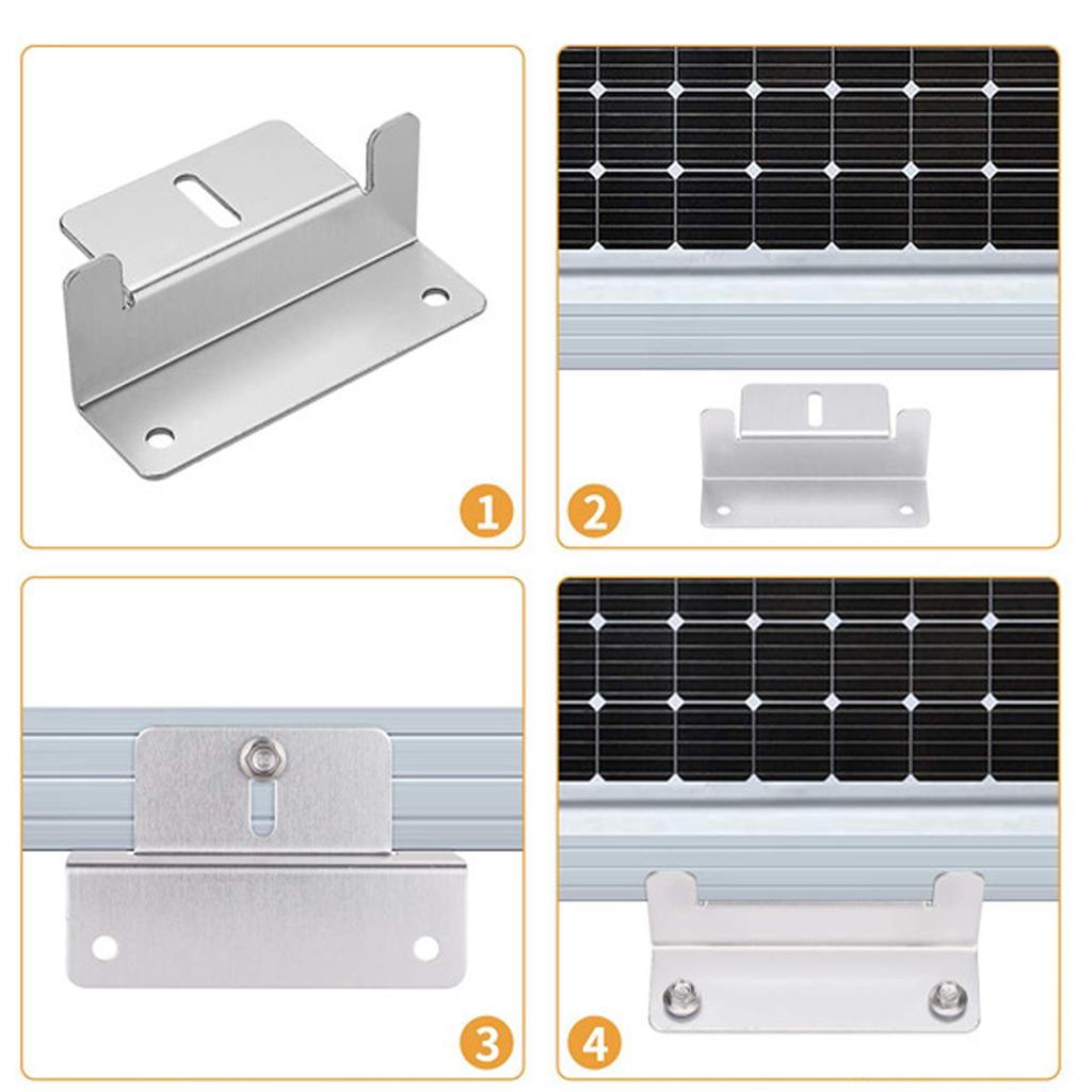 4PCS Solar Panel Z Brackets Mount Aluminum Alloy Photovoltaic Panel Mounting Bracket Screw Kit for RV Trailer Boat