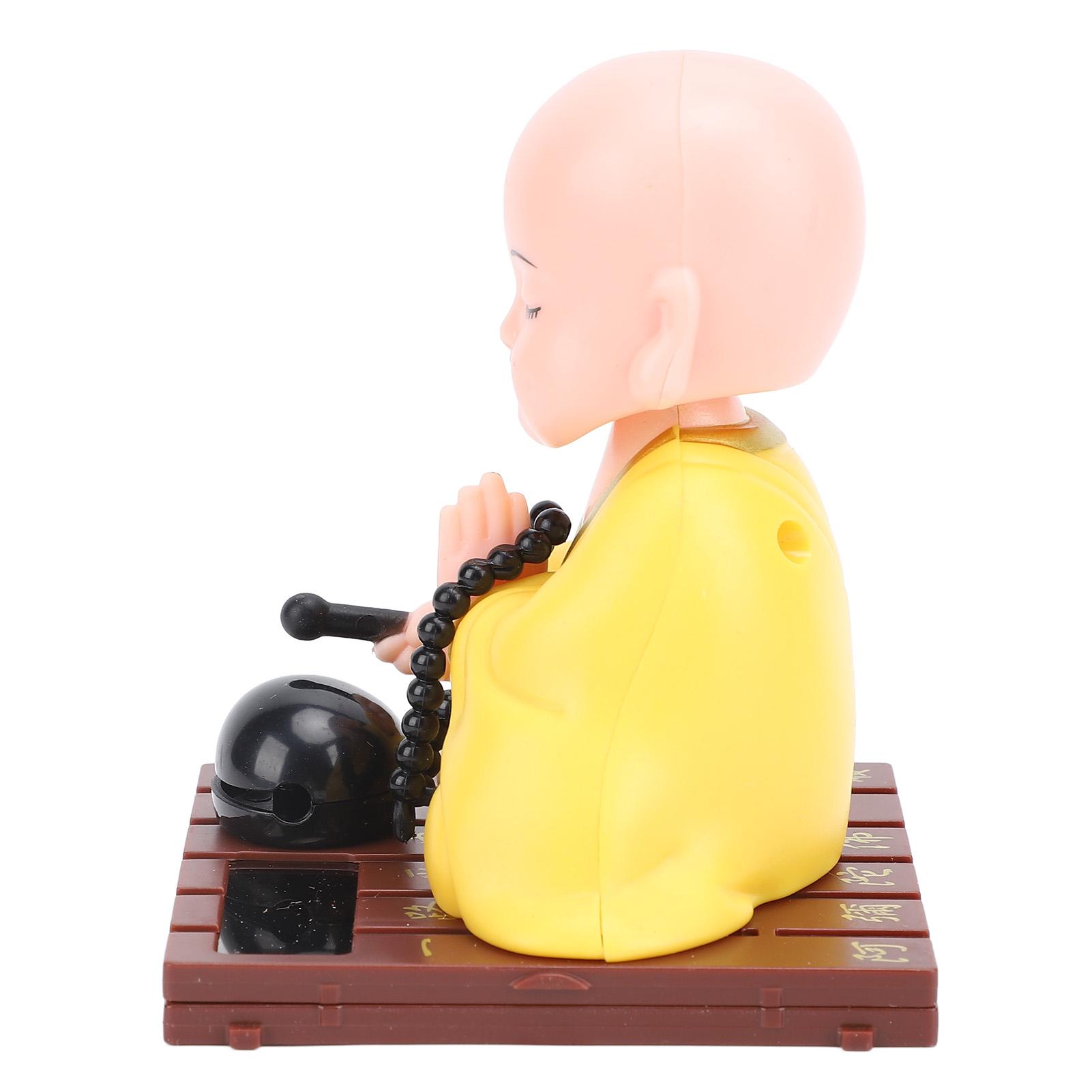 Solar Little Monk Figurine Funny Nodding Light Sensor Energy Saving Solar Little Monk Ornament for Home Desktop Car Dashboard