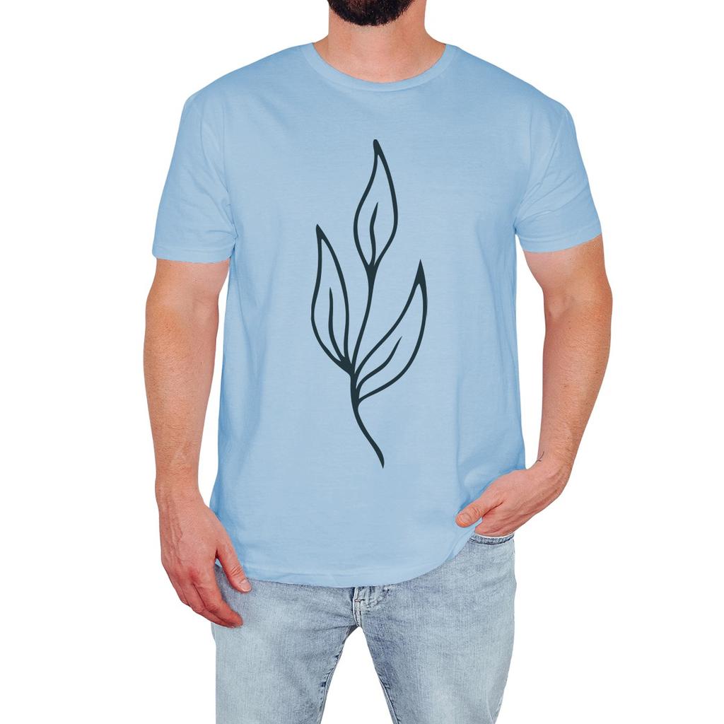 Elegant Floral Mens T-Shirt Botanical Leaves Nature Lover Summer Gift