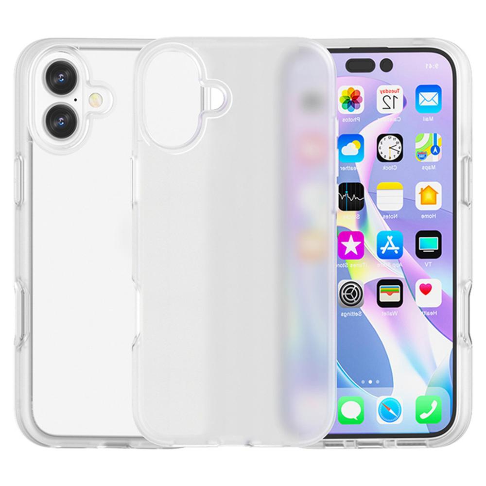 For iPhone 16 Case TPU+PC Matte Translucent Phone Back Cover