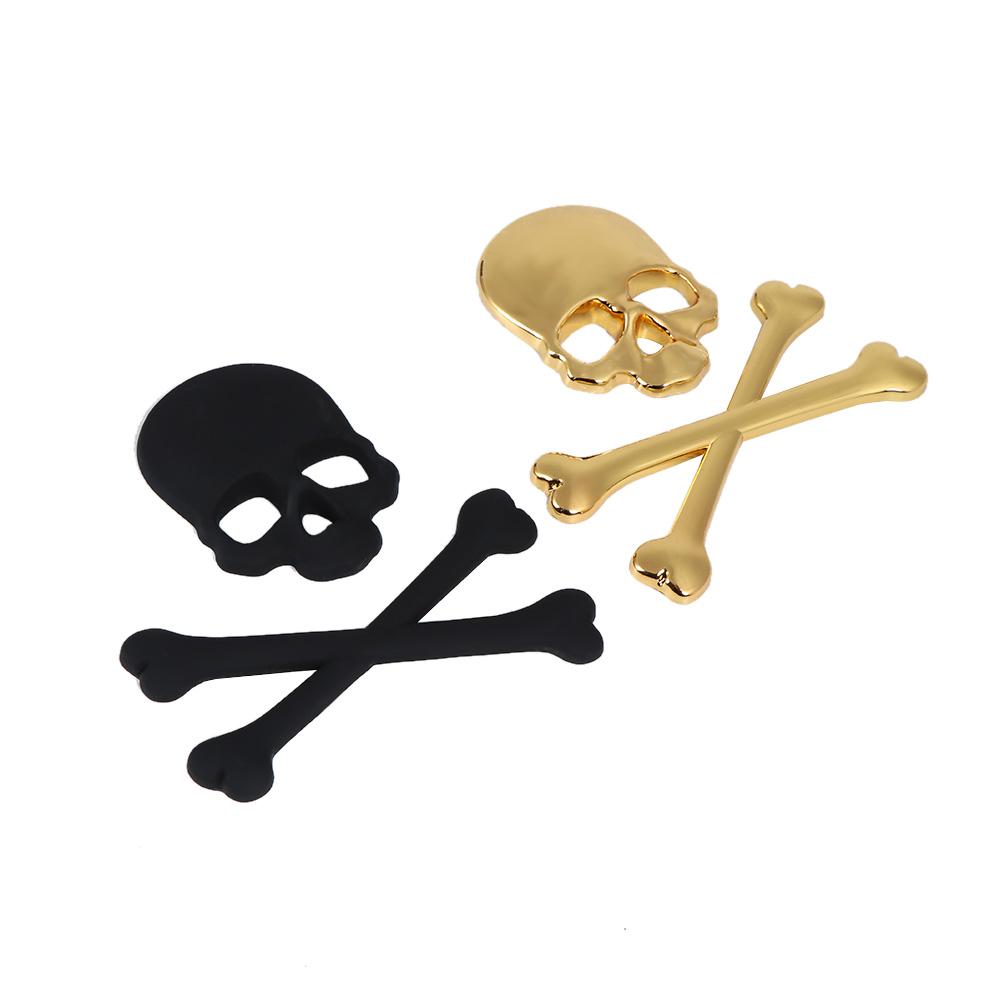 1 PC NEW Fresh 3D Skull Skeleton Metal Crossbones Car Label Skull Label Car Emblem Styling Stickers Accessories