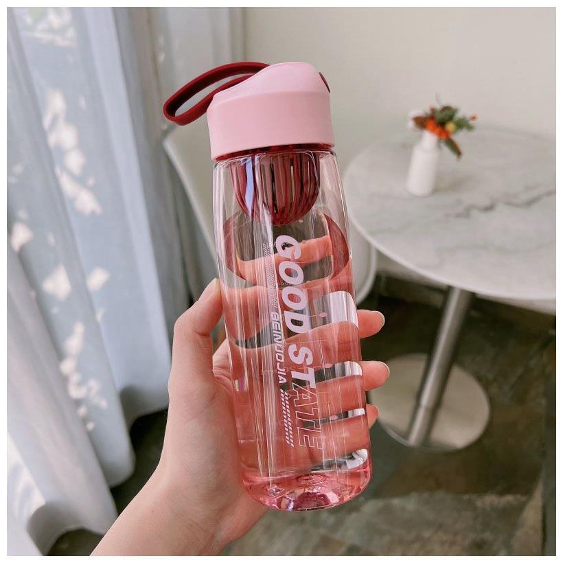 

Портативная прозрачная пластиковая бутылка объемом 550 мл для сока, воды, молока, напитков, газировки, большой емкости, фильтр для транспортировки на открытом воздухе, бутылка для чая розовый