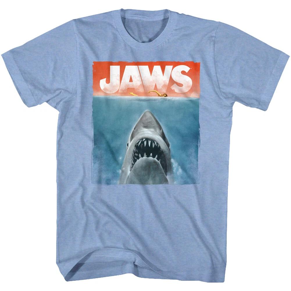 Jaws 70 s Thriller Movie Amity Island Sharks Will Eat You Poster Men s T Shirt 4XL