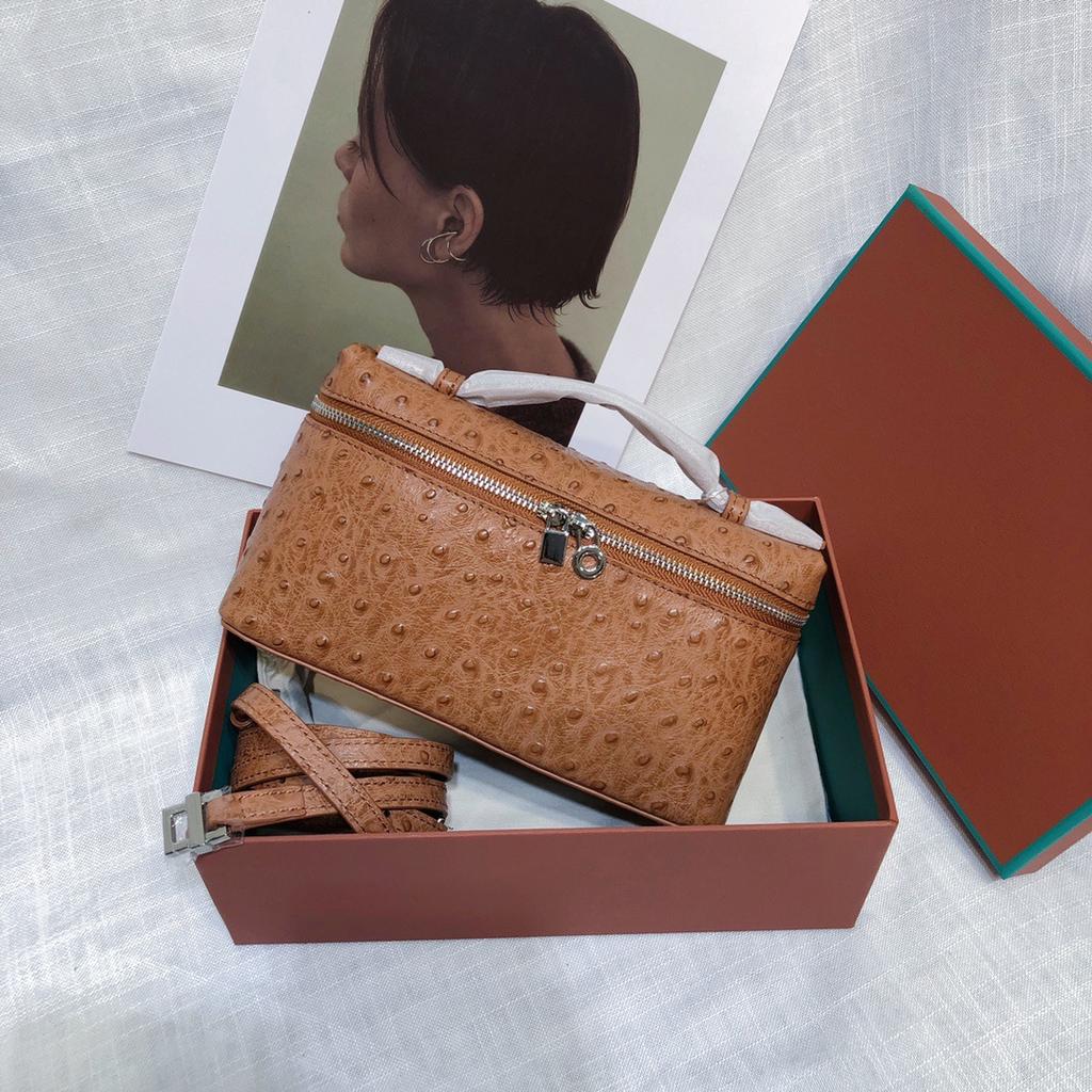 Top layer cowhide L19 ostrich pattern lunch box bag gigi same leather women's bag handbag simple shoulder crossbody bag