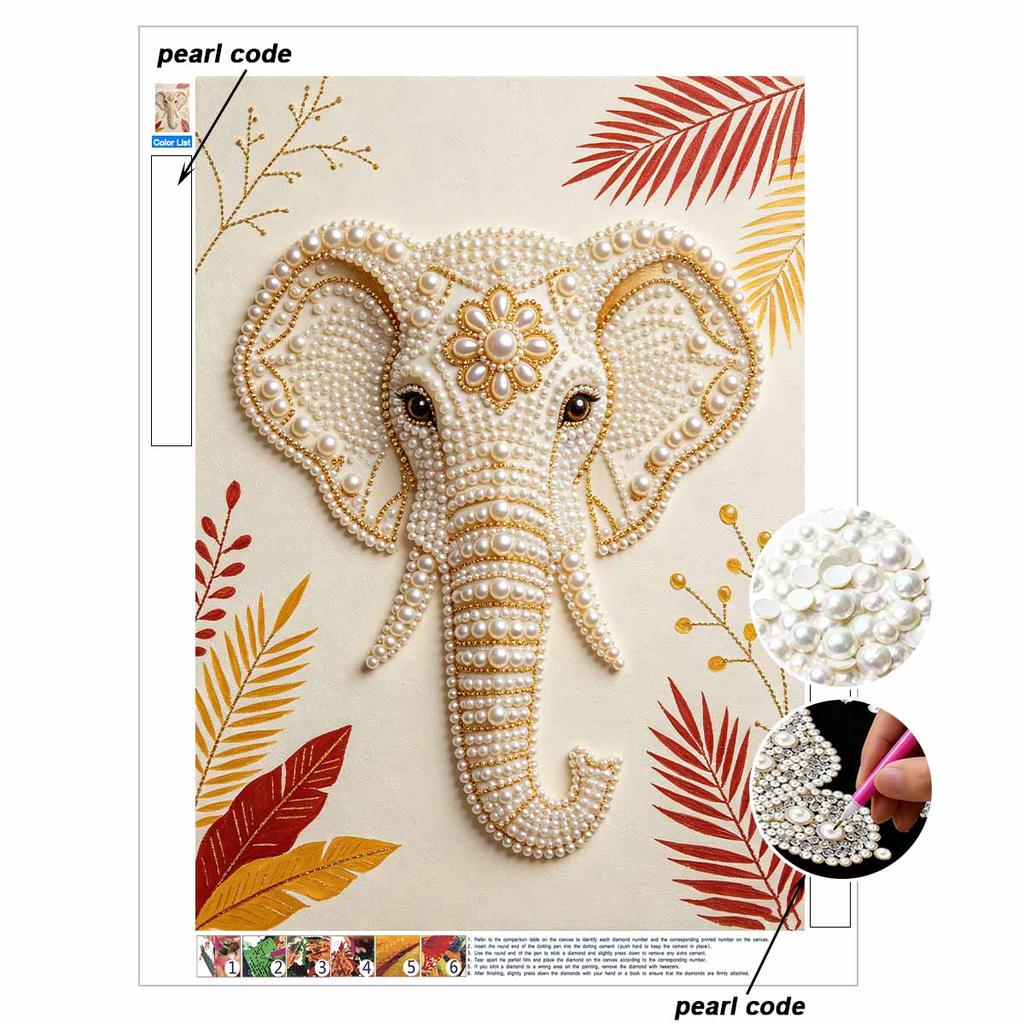 DIY Pearl Diamond Art Painting Kits for Adult and Beginners, Majestic Elephant Sparkling Painting Craft Home Wall Decor Handmade Gift