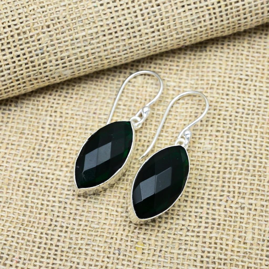 Chromdiopsid-Edelstein, handgefertigt, 925er-Sterlingsilber, Schmuckohrring zum Jäten, Geschenk