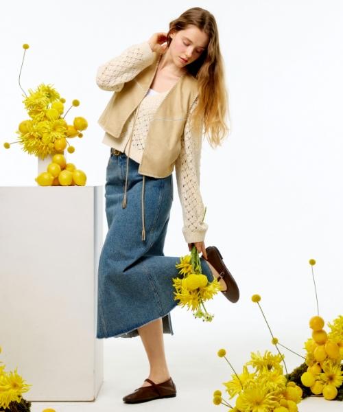 Depound Denim Long Skirt [Medium Blue]