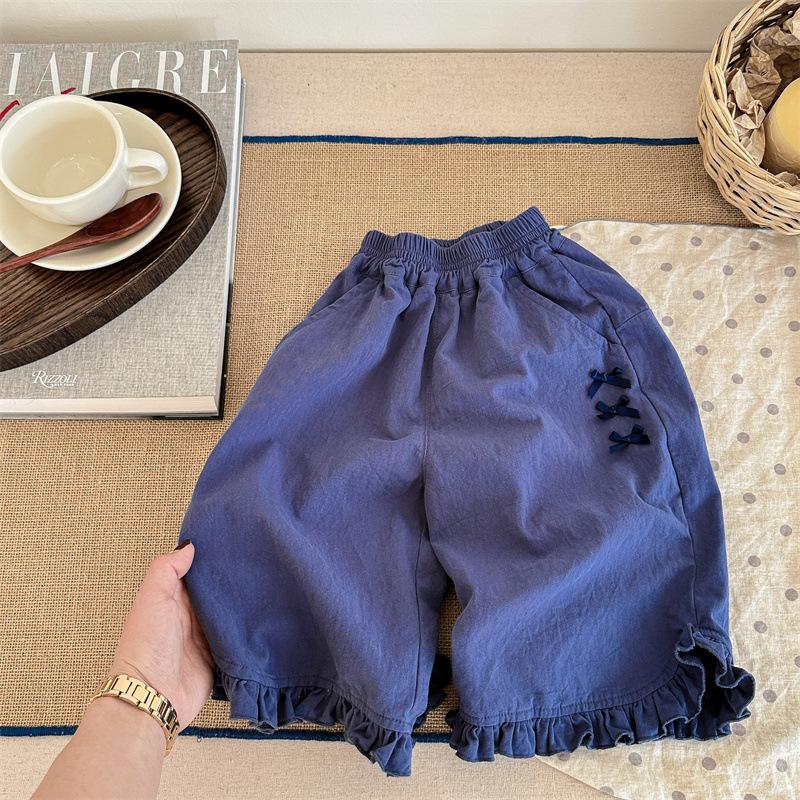 

Девочки Весна и Осень Однотонные Повседневные Брюки Детские Однотонные Милые Брюки с Широкими Штанинами 80 синий