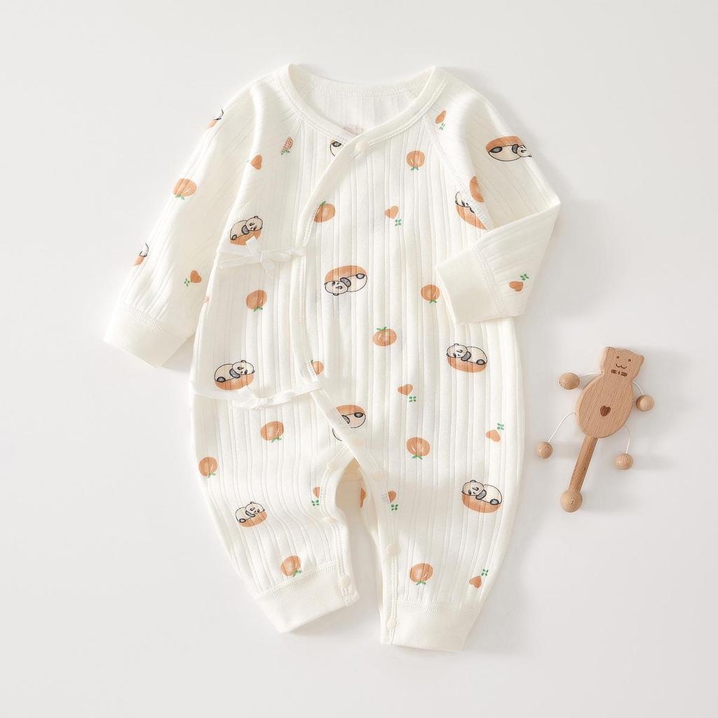 Salopetă cu mânecă lungă din bumbac pur pentru nou-născuți: Salopetă fără mâneci pentru băieți și fete, potrivită pentru tot anul