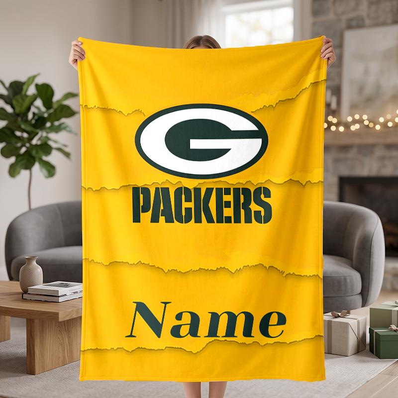 Green Bay Packers Custom Flannel Blankets Soft Warm Cozy Throws for Home Decor Holiday Gifts