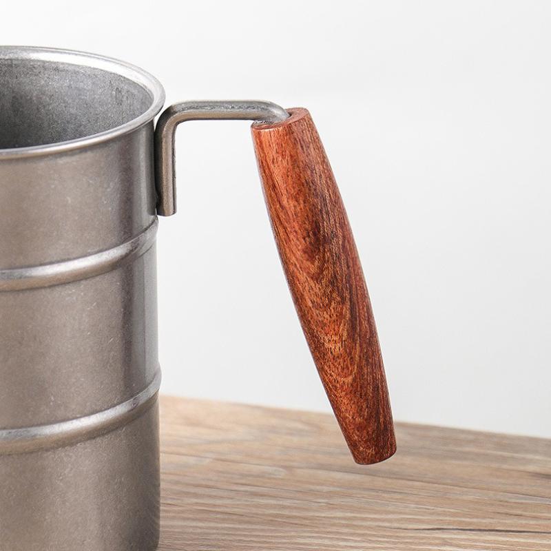 370ML Retro Coffee Cup Wine Glass Stainless Steel Outdoor Camping Mug with Handle Portable Beer Mug Picnic Travel Drinkware