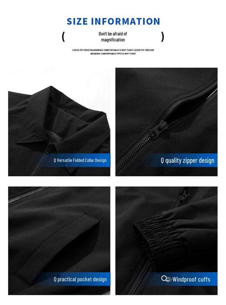 2025 Men's Trendy Lapel Windbreaker: High-End Spring/Autumn Loose Fit Jacket