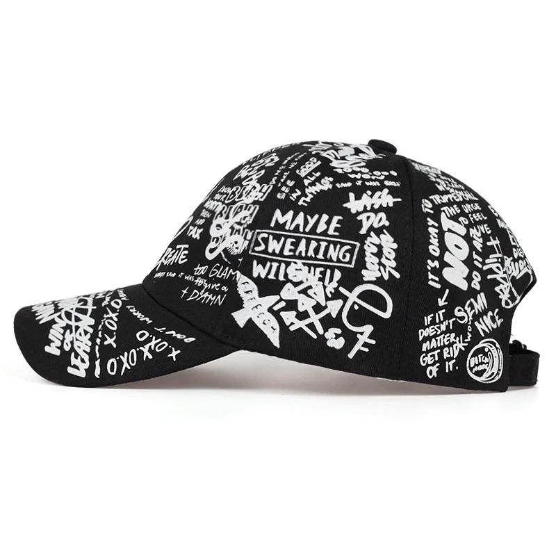 Graffiti Printing Baseball Cap Adjustable Cotton Hip Hop Street Hats Spring Summer Outdoor Leisure Hat Couple Caps