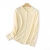 100% Mercerized Wool Crochet Lace Polo Collar Casual Versatile Knit Cardigan for Women
