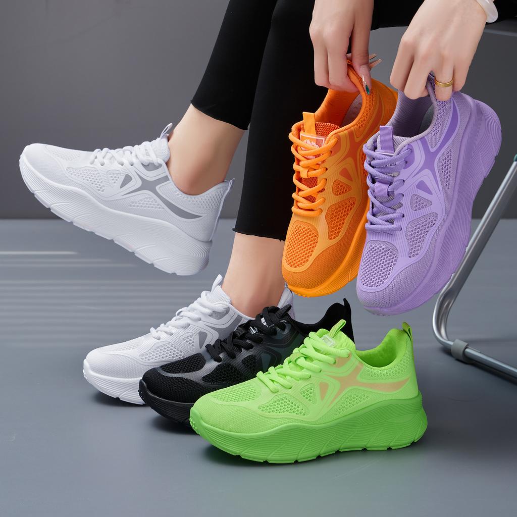Shoes Women's sports shoes Versatile single shoes Flying woven breathable mesh shoes Soft sole Comfortable running shoes Light mouth Lightweight