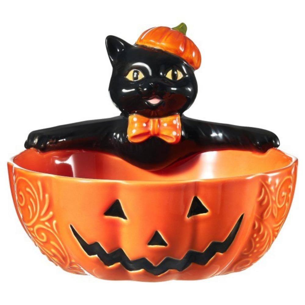 Black Cat Candy Plate Halloween Candy Bowl Home Holiday Party Snacks Storage Bowl Dessert & Bread Plates Tableware