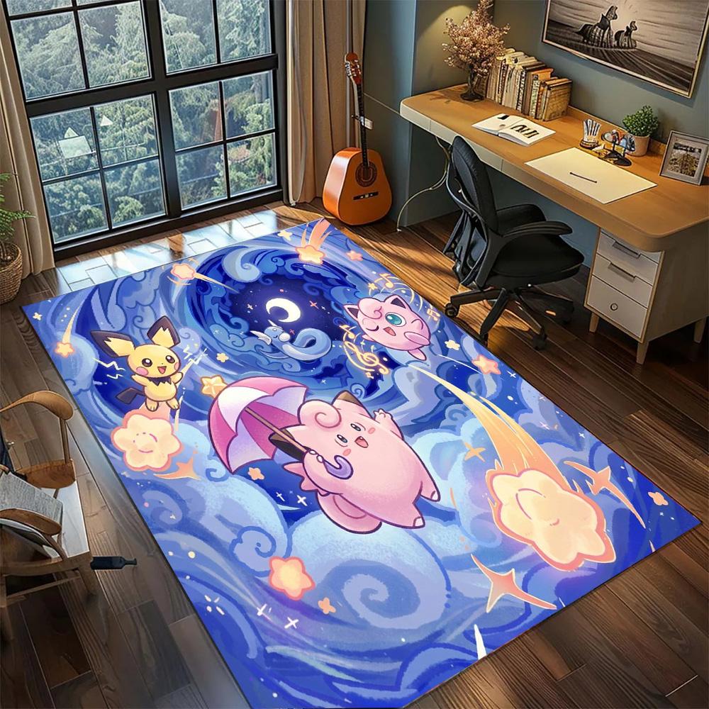 Pokemon Pikachu Home Decor Rug Carpet Large Area Non Slip Washable Floor Mat Gamer Bedroom Room.-TING