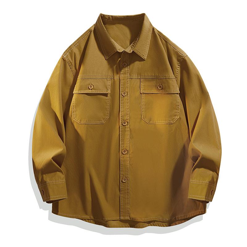 Men's New Winter Versatile and Personalized Lapel Multi-bag Work Casual Shirt Jacket Top Simple Style