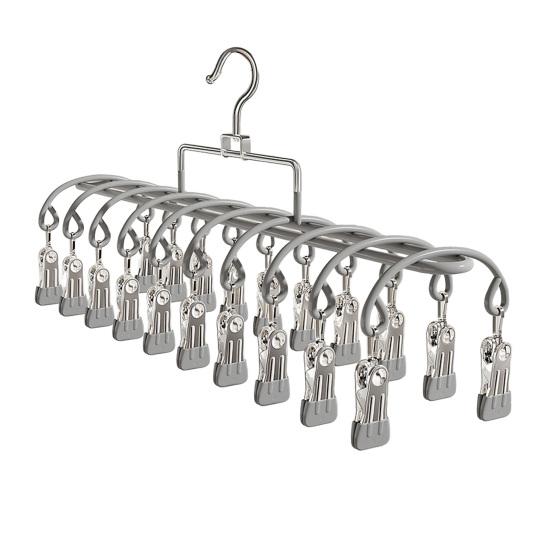 Windproof Clothes Hanger 20 Clips Sock Hanger Stainless Steel Drying Rack for Socks Underwear Baby Clothes Diapers Towels