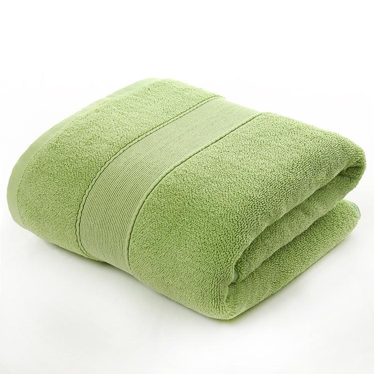 Thick 650G Large Plain Striped Bath Towel - Cotton, Ideal for Salons and Hotels 70x140 cm зелёный