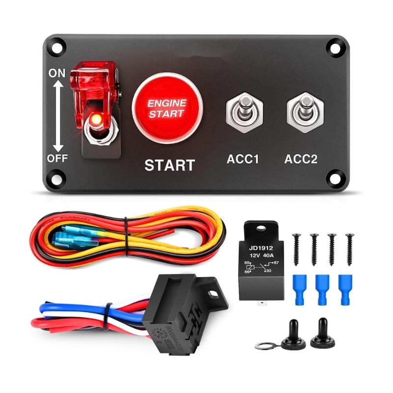 Waterproof Car Ignition Light Toggle Panel Starter Stop Button 12V