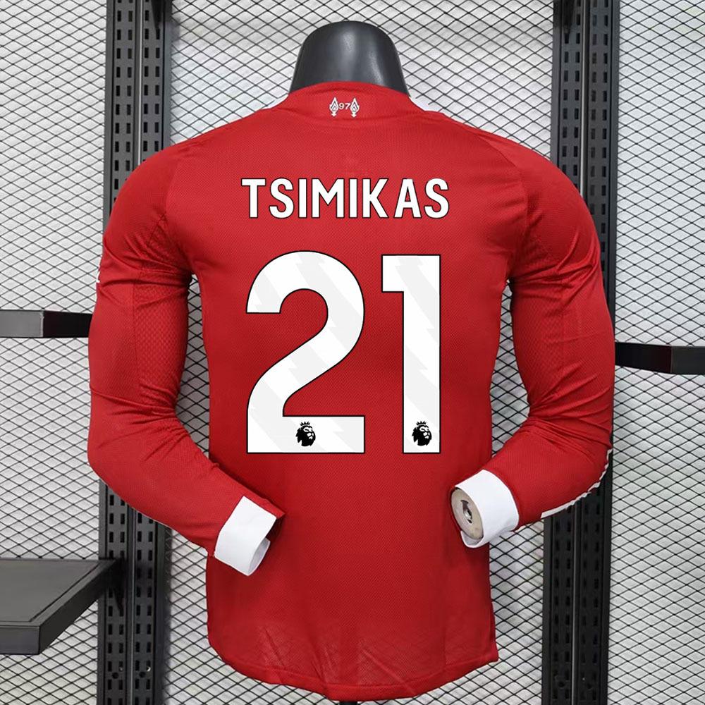 

Liverpool Premier League 25/26 Home Long Sleeve Jersey with Wirtz and Salah Print. L