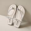 Fashion CRLAYDK Women's Slide Sandals Flat Toe Rhinestone Ring Thongs Strap Flip Flops for Summer Comfortable Walking Beach Slippers