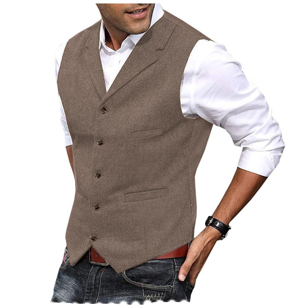 Men's Retro Herringbone Slim Fit Vest - British Casual Fashion