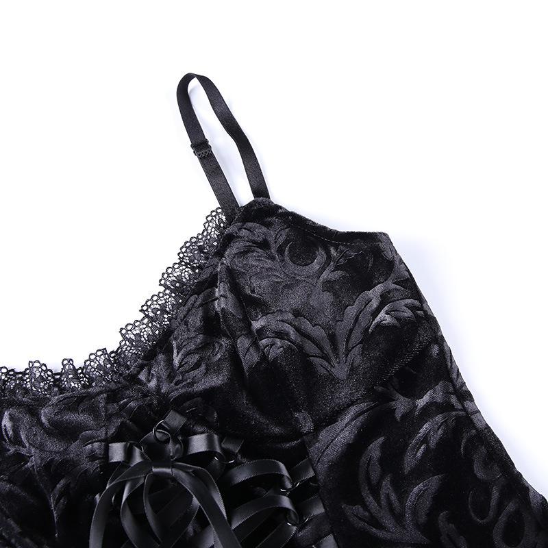 GMXIA Dunkles sexy Spitzen-Retro-Top für Damen, Sommer, schwarzes Neckholder-Top, Weste für Damen, Strickwesten