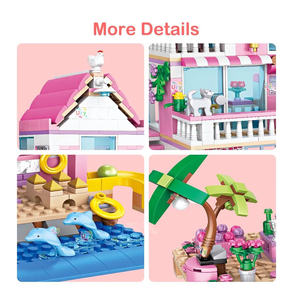 822pcs Friends City House Summer Holiday Seaside Villa Apartment MOC Building Blocks Sets DIY Toys for Kid Girls Christmas Gift