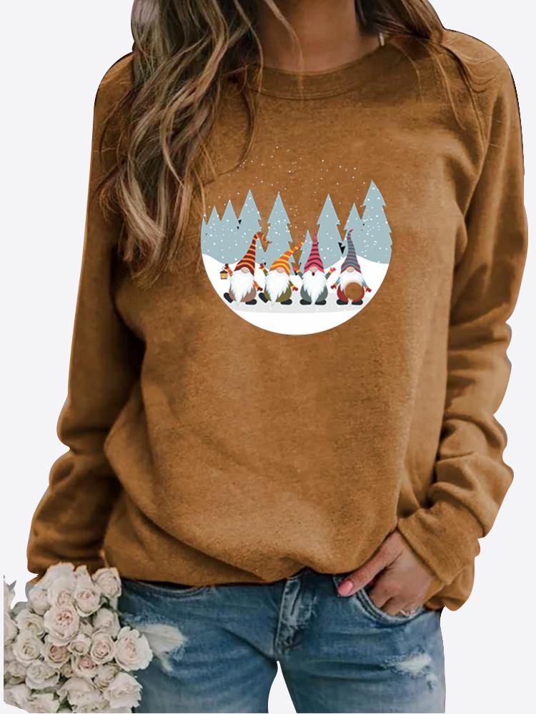 Podzimní Nový Svetr Dámský Potištěný Top Tričko Dámské Kulatý Výstřih Dlouhý Rukáv Ležérní Mikina Plus Size Halenka