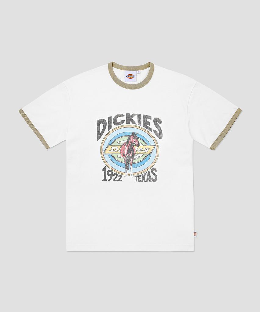 Dickies T-shirt Texas Horse Ringer Beige Blanc/Beige Sable
