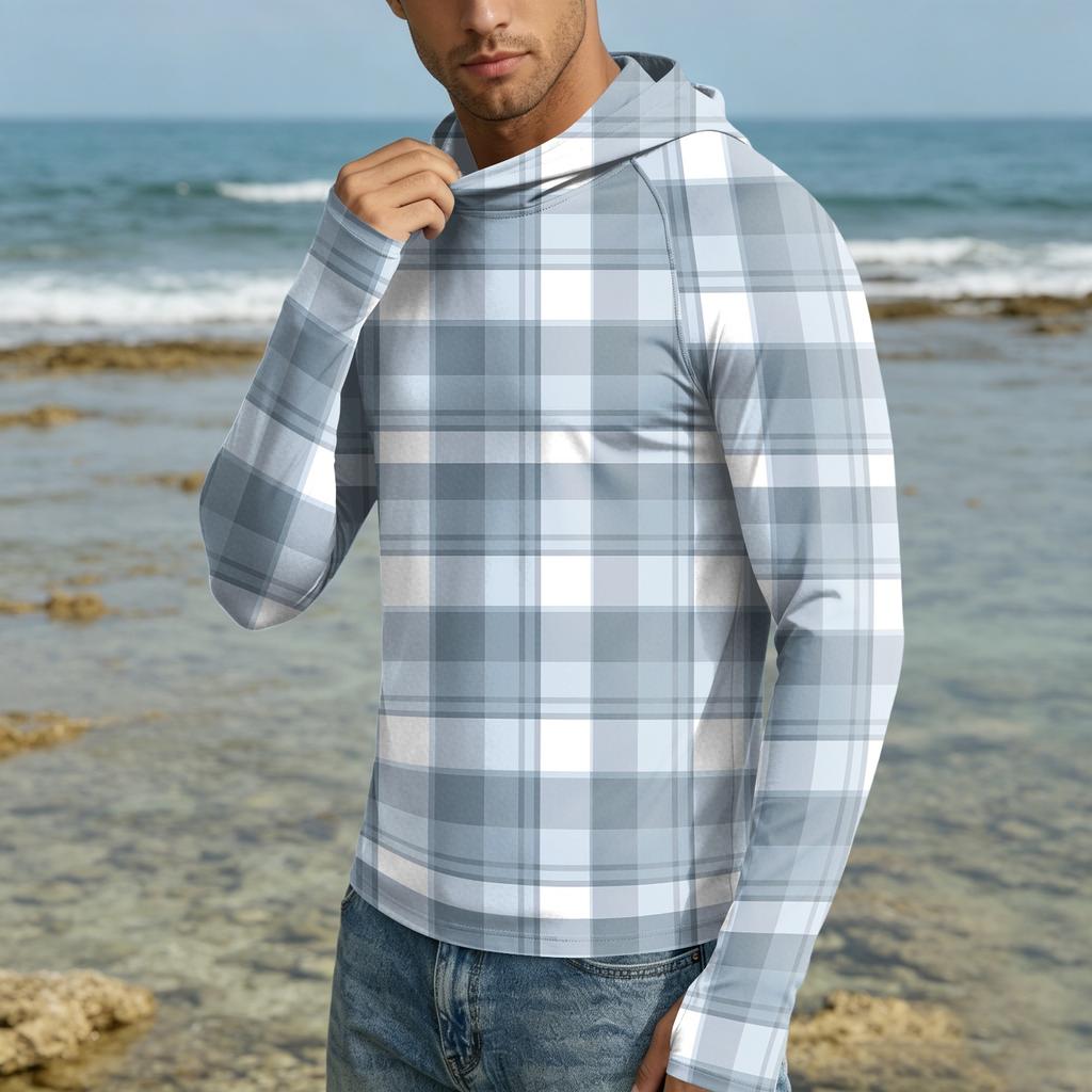 Herren UPF50+ Sonnenschutz-Kapuzenpullover Leichte Schnelltrocknende Langarm-Kapuzenjacke für Outdoor-Aktivitäten mit Atmungsaktivem Stoff und Bequemer Passform