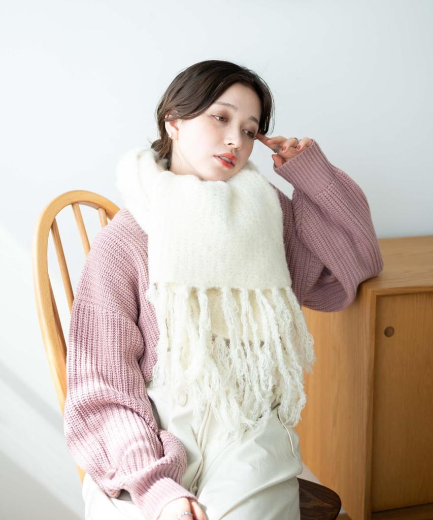 WEGO Unisex Boucle Knit Long Wrap Fluffy Solid School Size F Scarf, Scarf, Autumn/Winter Gift, Stole, Color, Uniform, Women's, Orange,