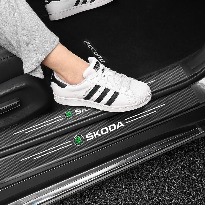 AAAAB1 5 Stück Auto Schwellenaufkleber Kratzfest Aufkleber Schutz für Skoda Octavia Superb Rapid Kodiaq Karoq Fabia Kamiq Enyaq iV Scala