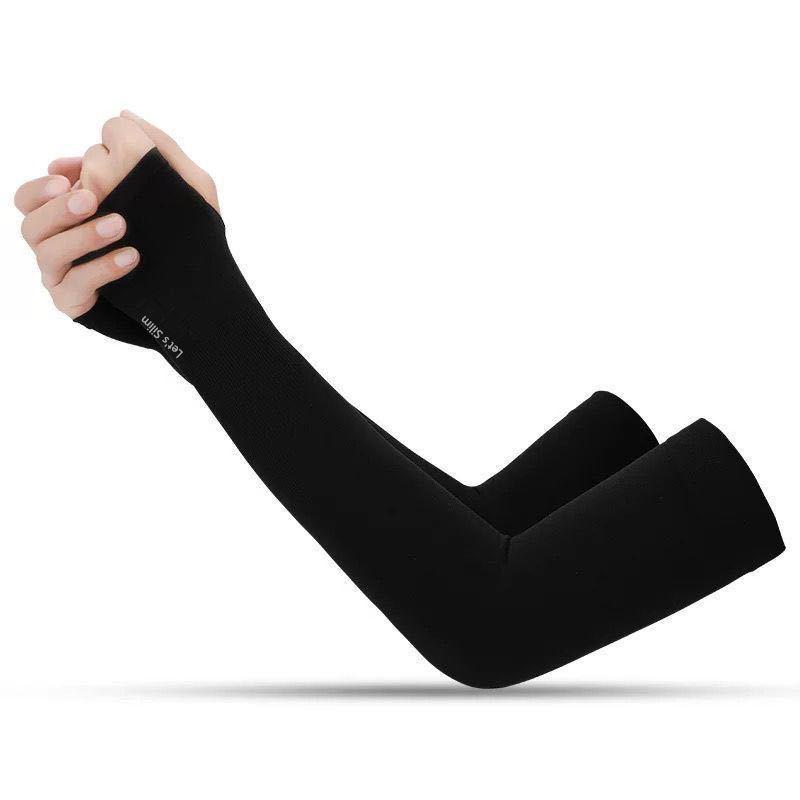 Summer Ice Cool Fingerless Arm Sleeves High Elastic Ice Silk Elbow Sleeve for Outdoor Riding Fishing Sports