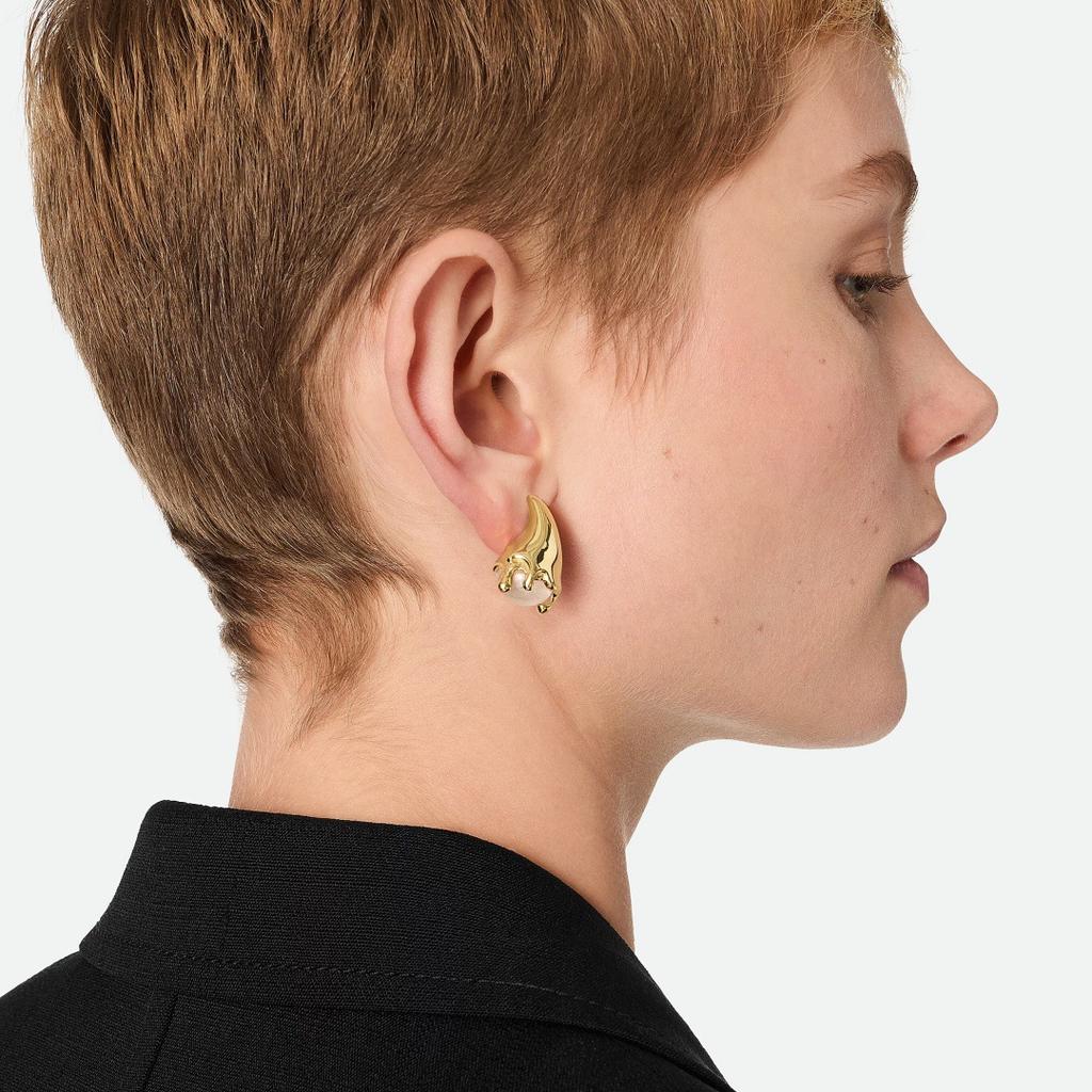 Metal Inlaid Water Drop Glass Beads S925 Silver Needle Stud Earrings Simple Sweet Cool Style Personalized Fashion Earrings