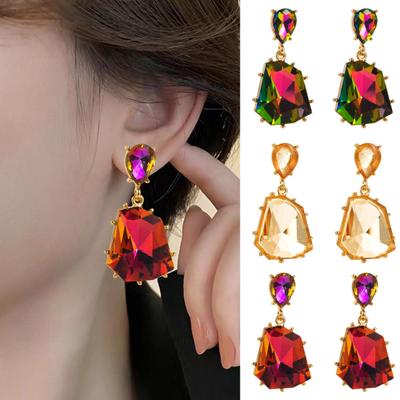 1 Pair Women Drop Irregular Polyhedral Shape Bohemian Style Earrings Prom Cocktail Party Dangle