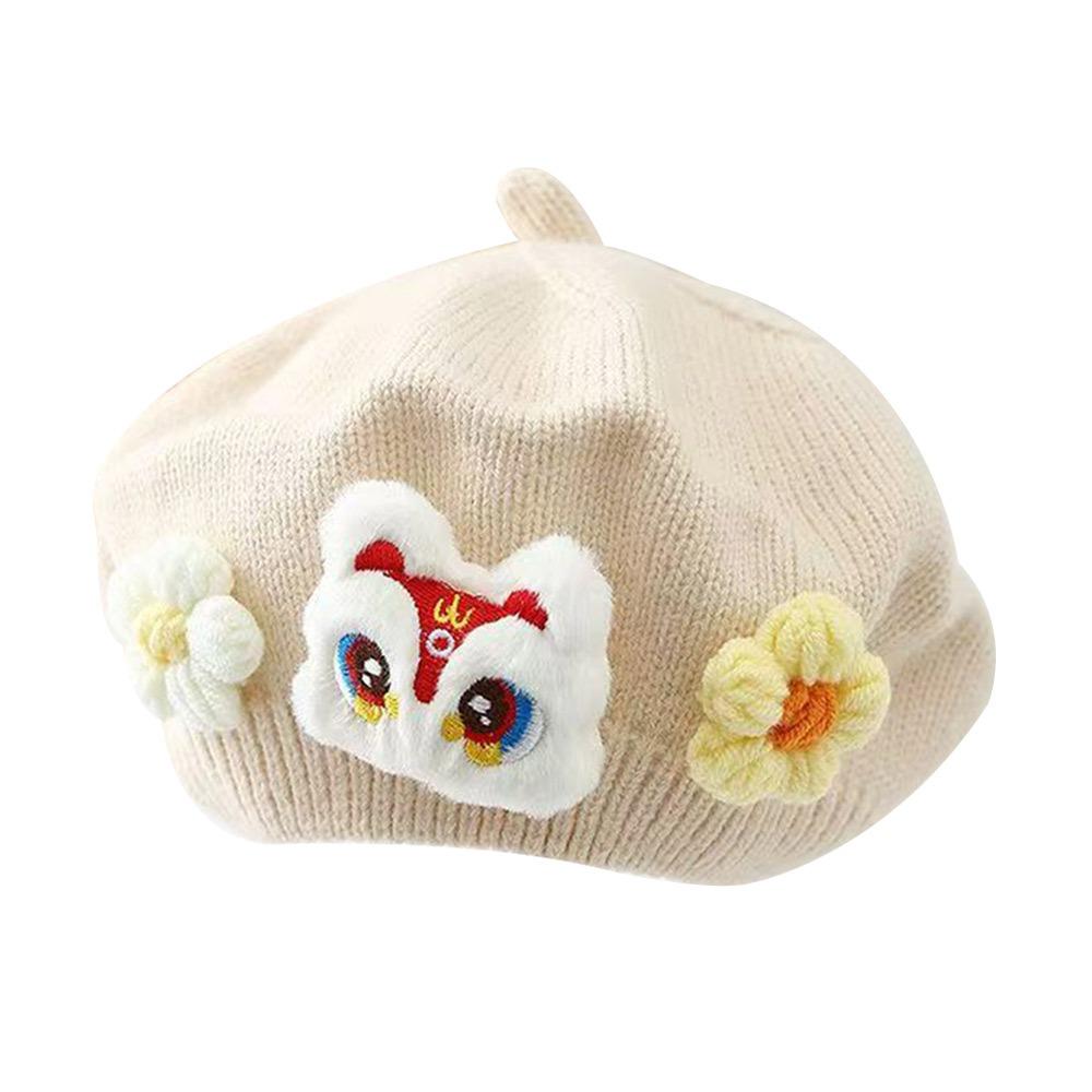 Blume Winter Warme Mütze Weiche Strickmütze Niedliche Baby Baskenmütze Kleinkind Prinzessin