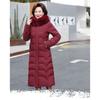 Winter Hooded Slim Down Cotton Jacket Solid Color Fur Collar Thick Parkas Coat Middle-aged Mother Warm Over-The-Knee Overcoat