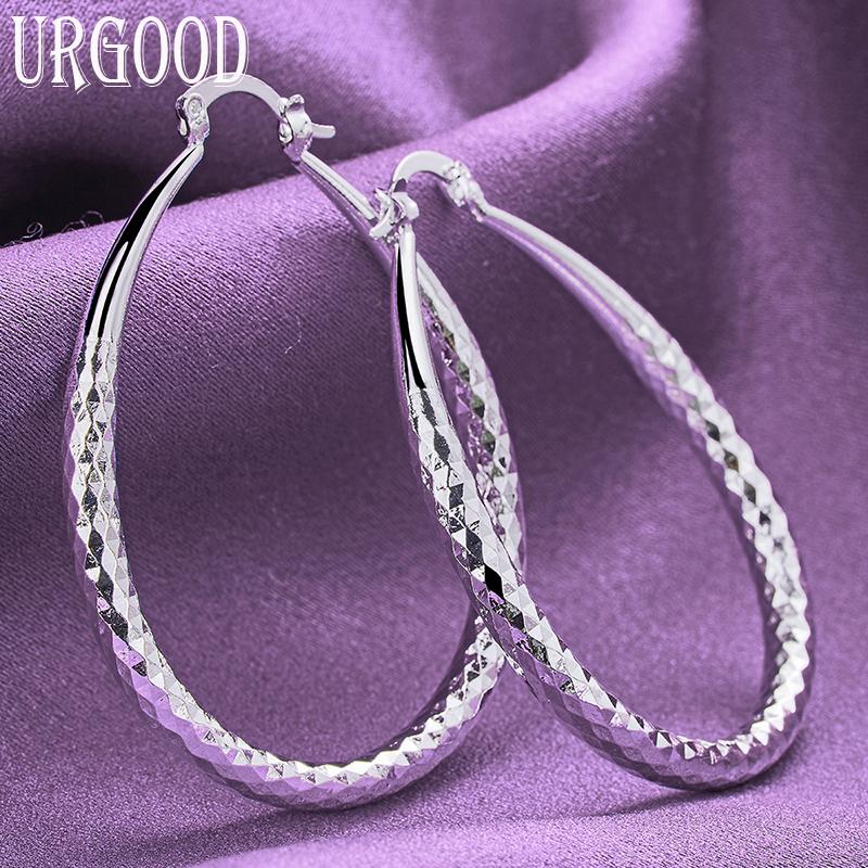 925 Sterling Silver Diamond Texture Earrings for Wedding Fashion Jewelry