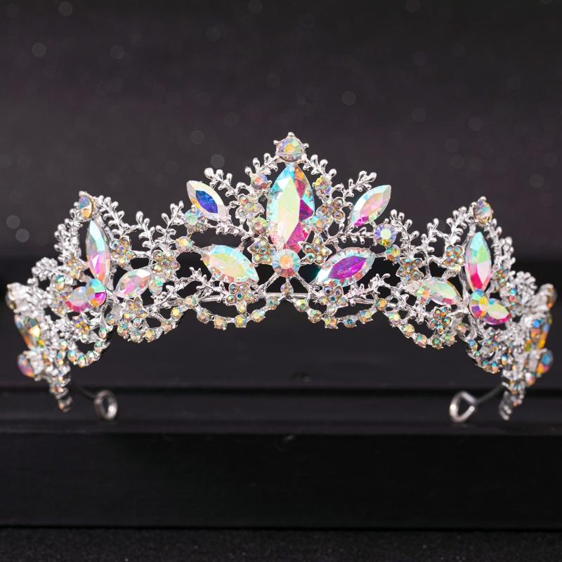 Baroque Luxury Crystal AB Bridal Crown Tiaras Light Gold Diadem Tiara for Women Bride Wedding Hair Accessories Jewelry Crown