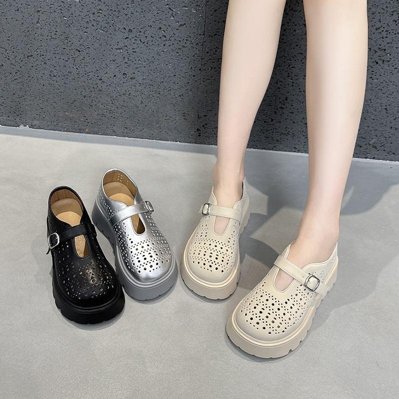 Thick-soled heightening sandals women's summer new hollowed muffin bottom hole shoes bag head soft-soled women's sandals